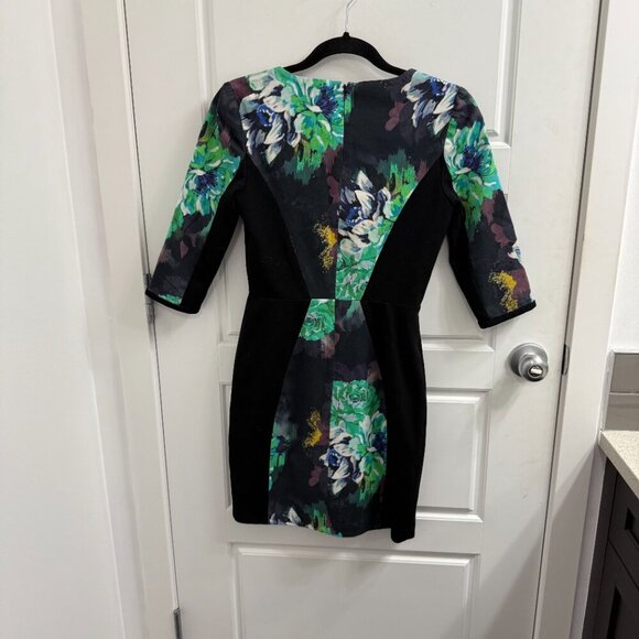 Black Halo watercolor green Gypsy Rose Sheath Midi Dress Size 2 - Picture 3 of 4